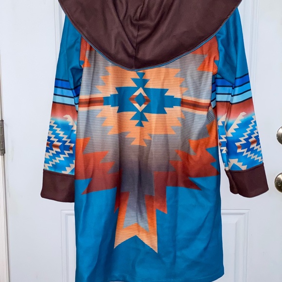 Long Button Down Vintage Retro Hooded Jacket - Picture 3 of 8